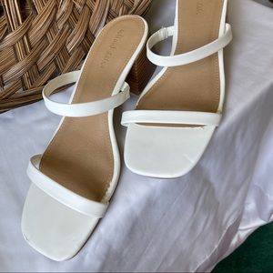 White Square-Toed Block Heels